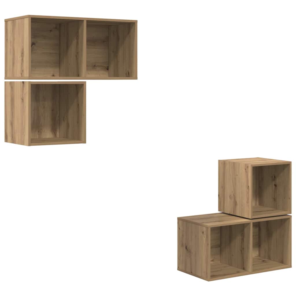 Set TV komoda Zidne 4 pcs Umjetnički hrast Konstruirano drvo