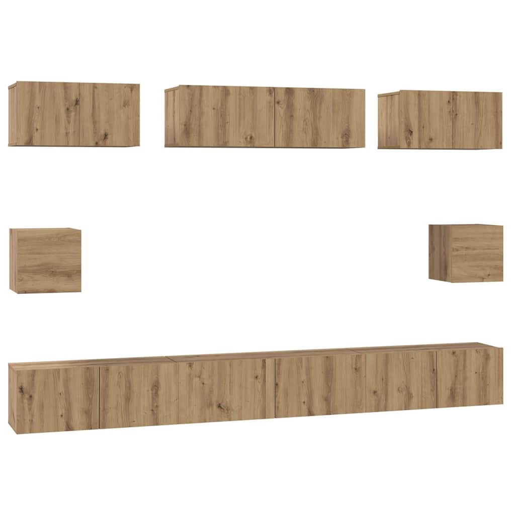 Set TV komoda Zidne 8 pcs Umjetnički hrast Konstruirano drvo