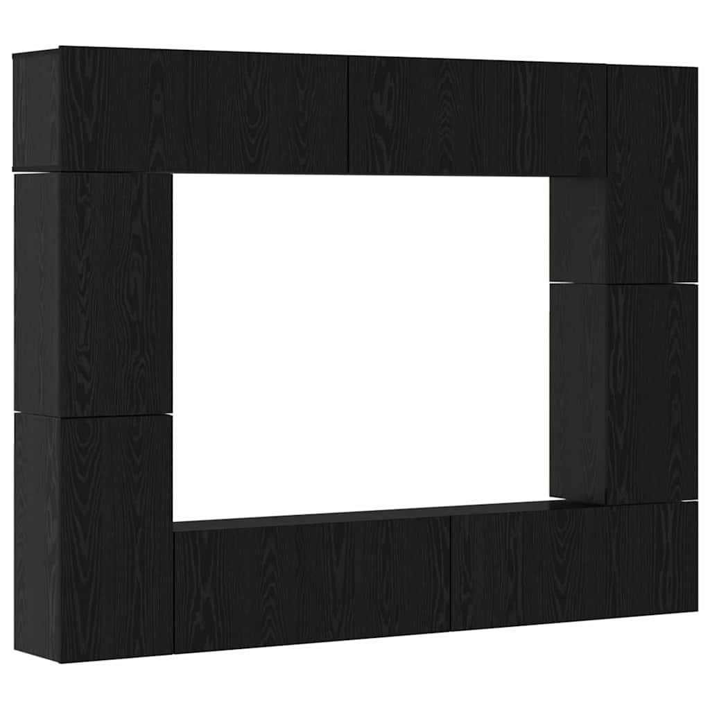 Set TV komoda Zidne 8 pcs Crni hrast Konstruirano drvo
