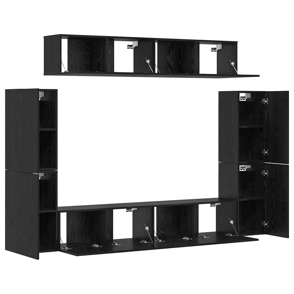 Set TV komoda Zidne 8 pcs Crni hrast Konstruirano drvo