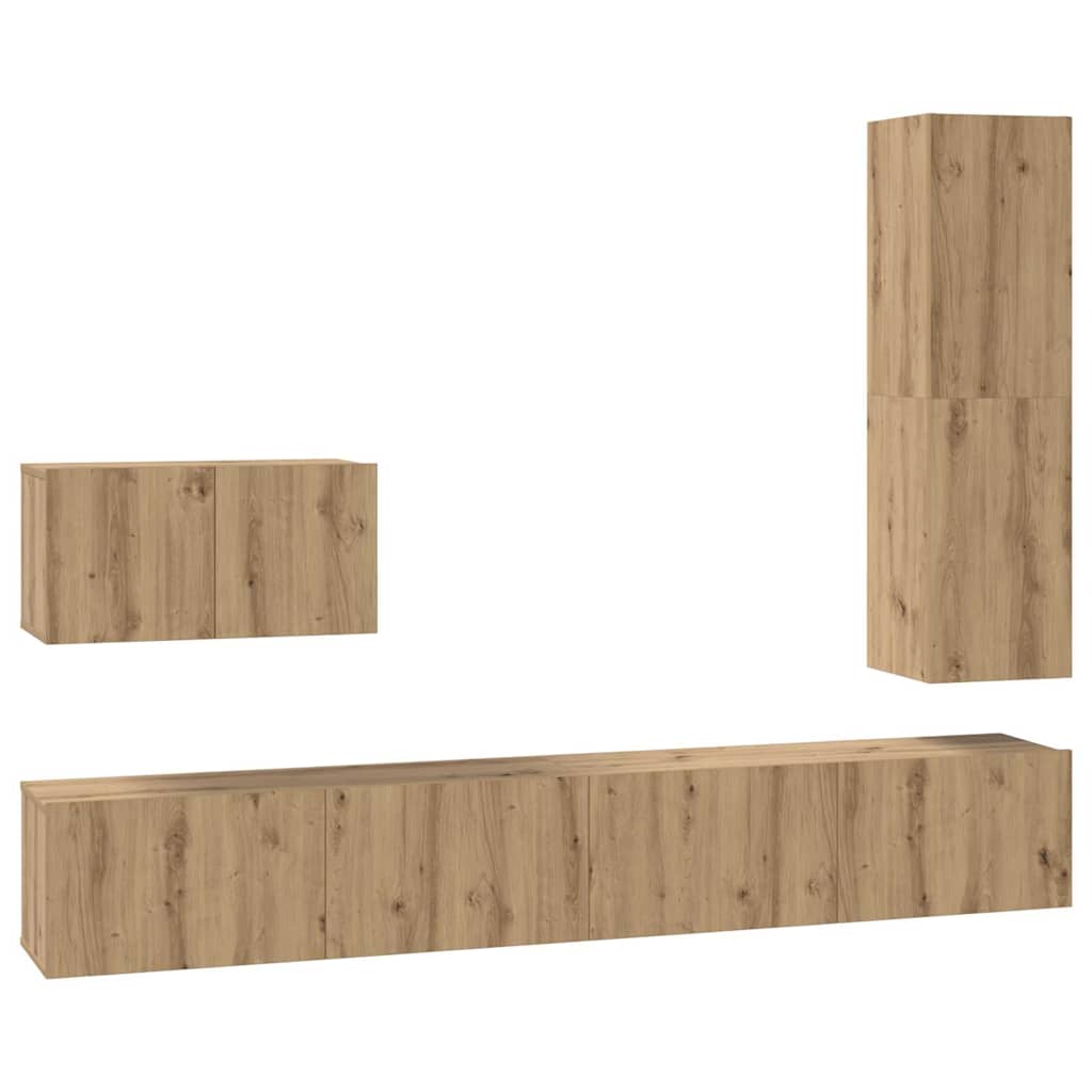 Set TV komoda Zidne 4 pcs Umjetnički hrast Konstruirano drvo