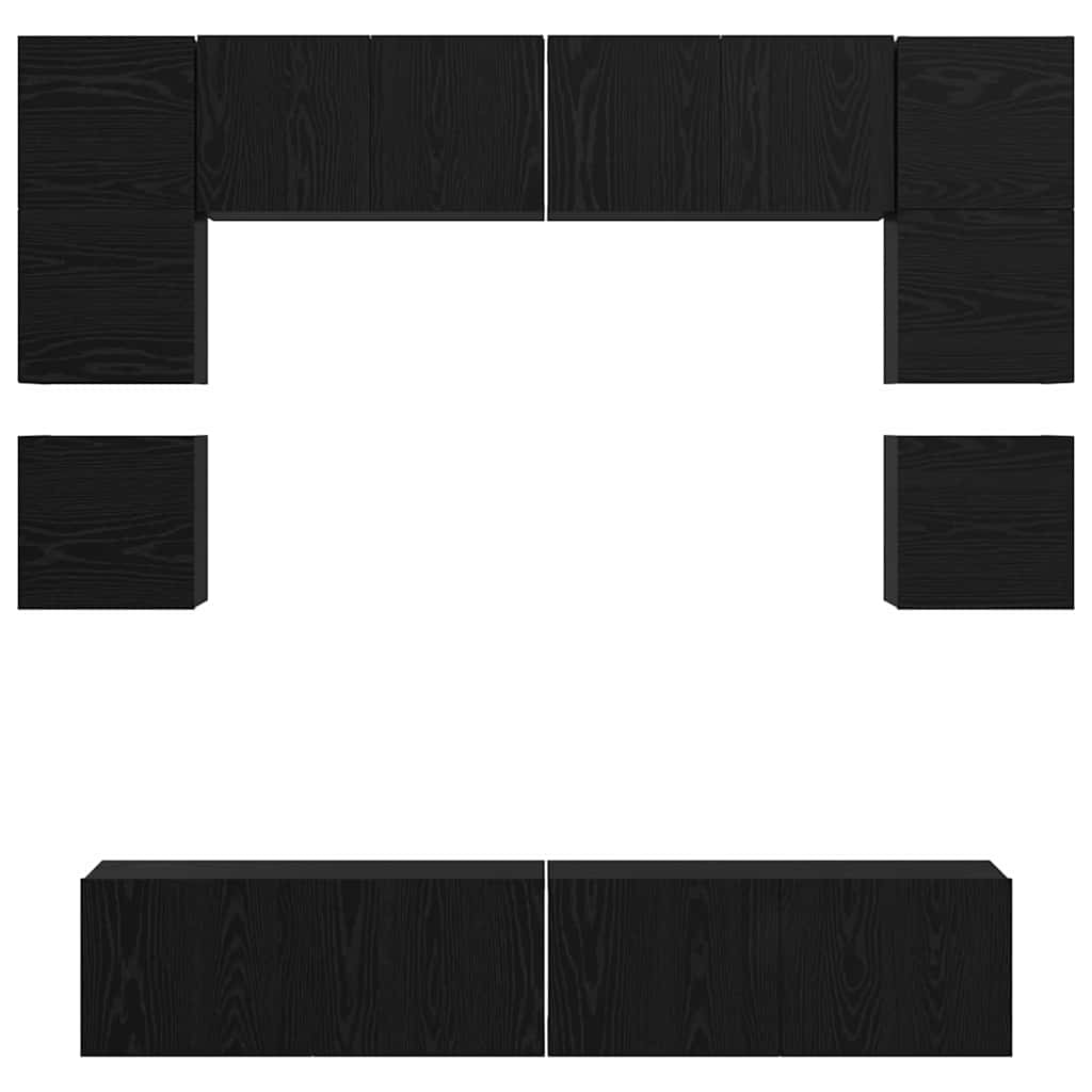 Set TV komoda Zidne 8 pcs Crni hrast Konstruirano drvo