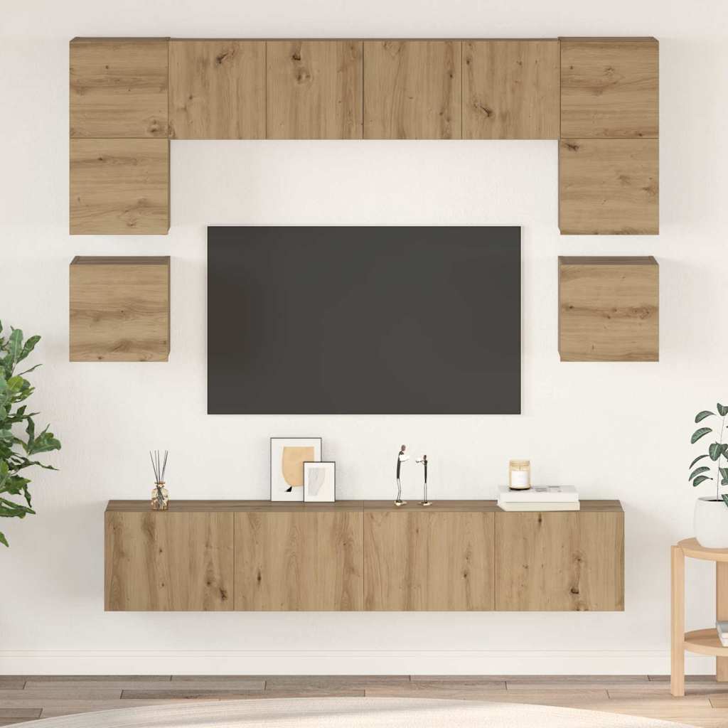 Set TV komoda 8 pcs Umjetnički hrast Konstruirano drvo