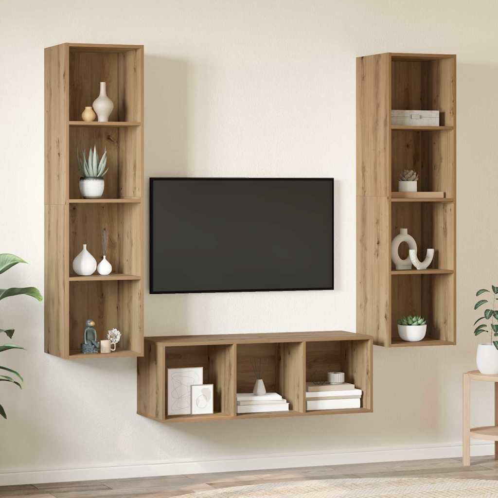 Set TV komoda Zidne 3 pcs Umjetnički hrast Konstruirano drvo