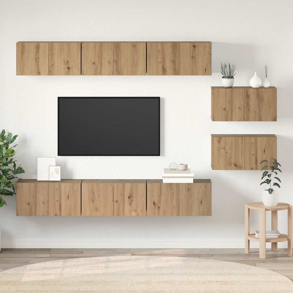 Set TV komoda 8 kom. Umjetnički hrast Konstruirano drvo