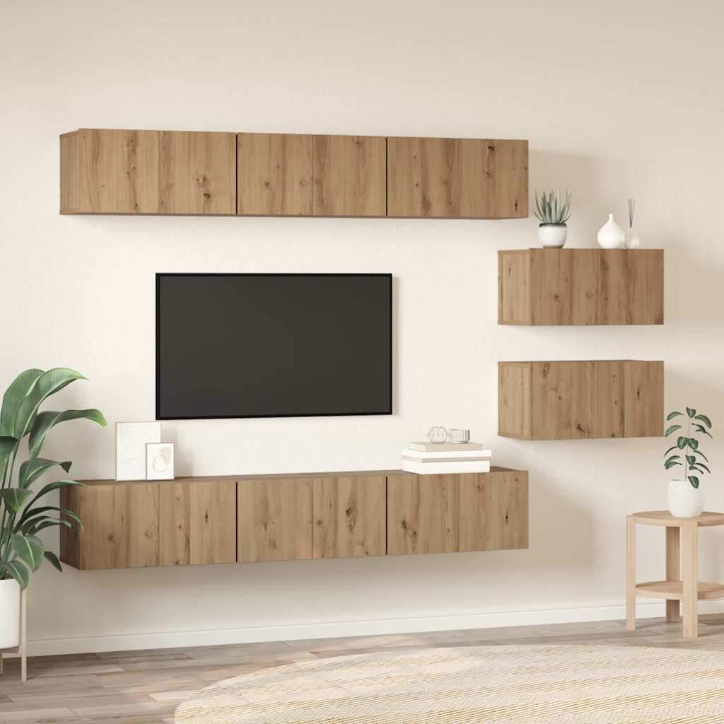 Set TV komoda 8 kom. Umjetnički hrast Konstruirano drvo