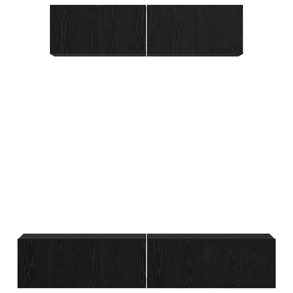 Set TV komoda Zidne 4 pcs Crni hrast Konstruirano drvo