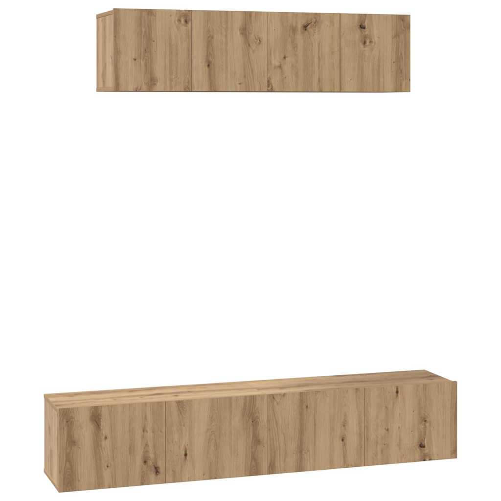 Set TV komoda Zidne 4 pcs Umjetnički hrast Konstruirano drvo
