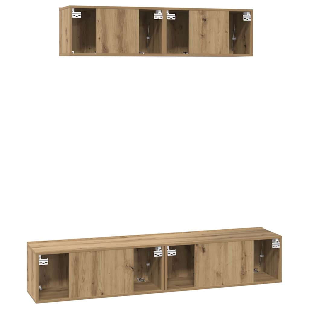 Set TV komoda Zidne 4 pcs Umjetnički hrast Konstruirano drvo