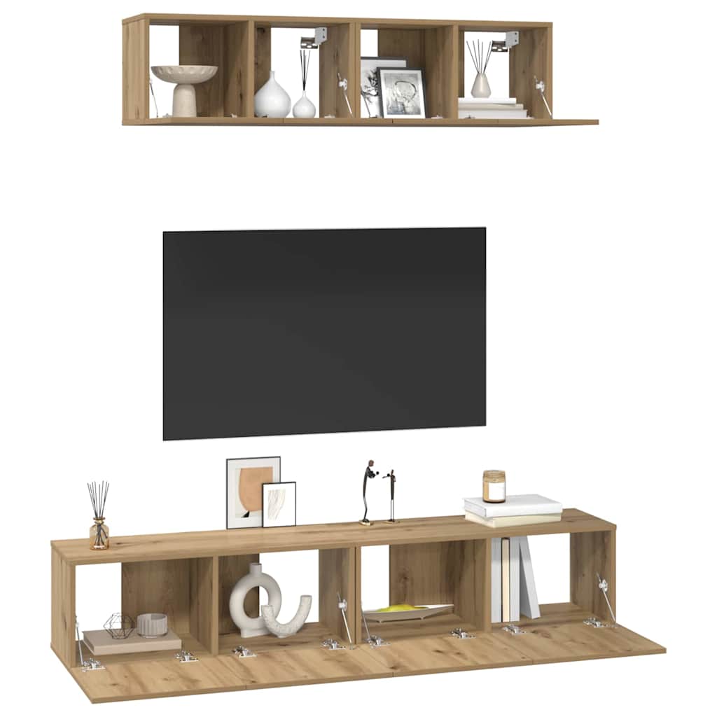 Set TV komoda Zidne 4 pcs Umjetnički hrast Konstruirano drvo