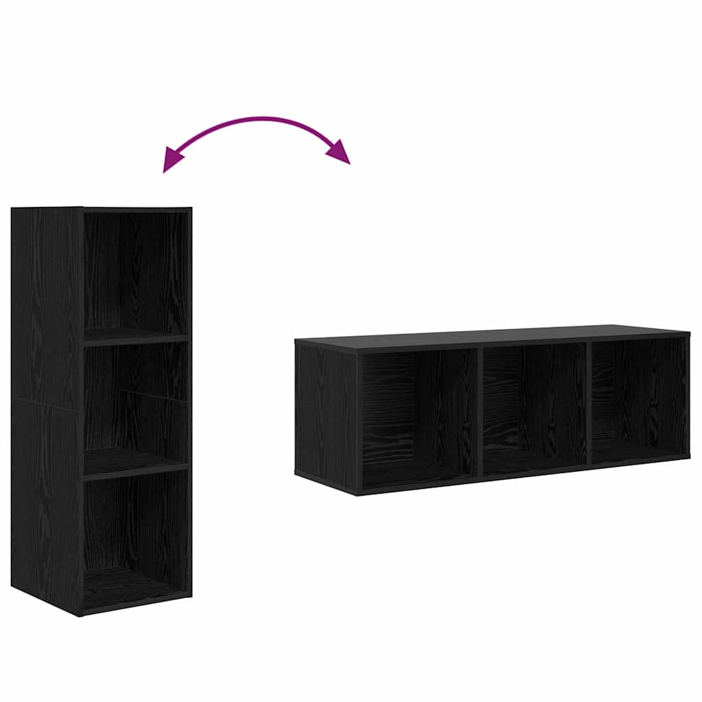 Set TV komoda Zidne 3 pcs Crni hrast Konstruirano drvo