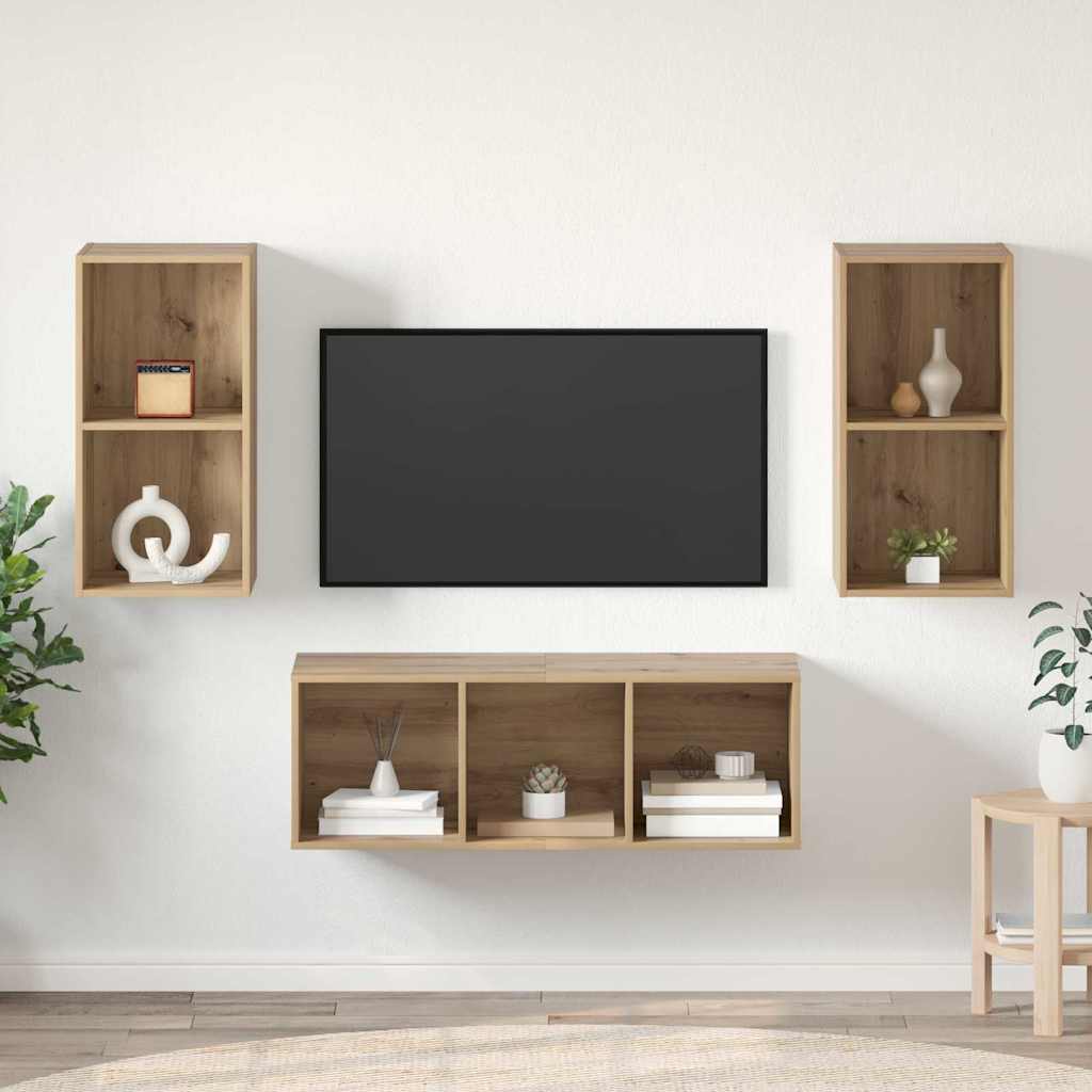 Set TV komoda Zidne 3 pcs Umjetnički hrast Konstruirano drvo