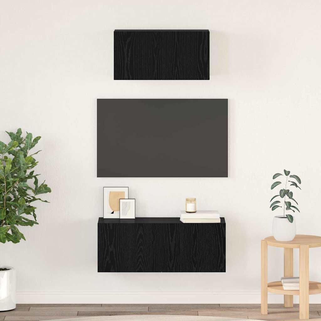 Set TV komoda Zidne 2 pcs Crni hrast Konstruirano drvo