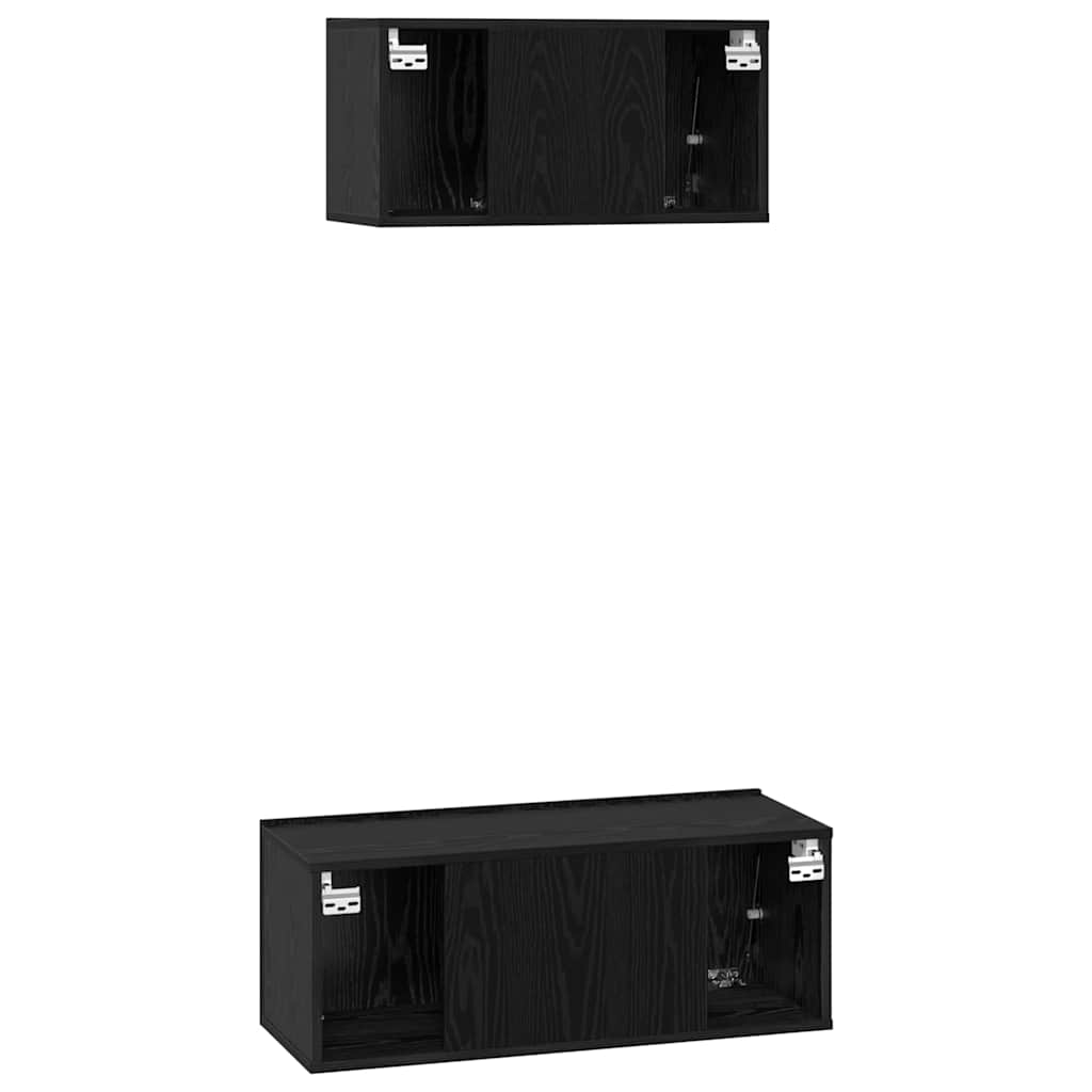 Set TV komoda Zidne 2 pcs Crni hrast Konstruirano drvo