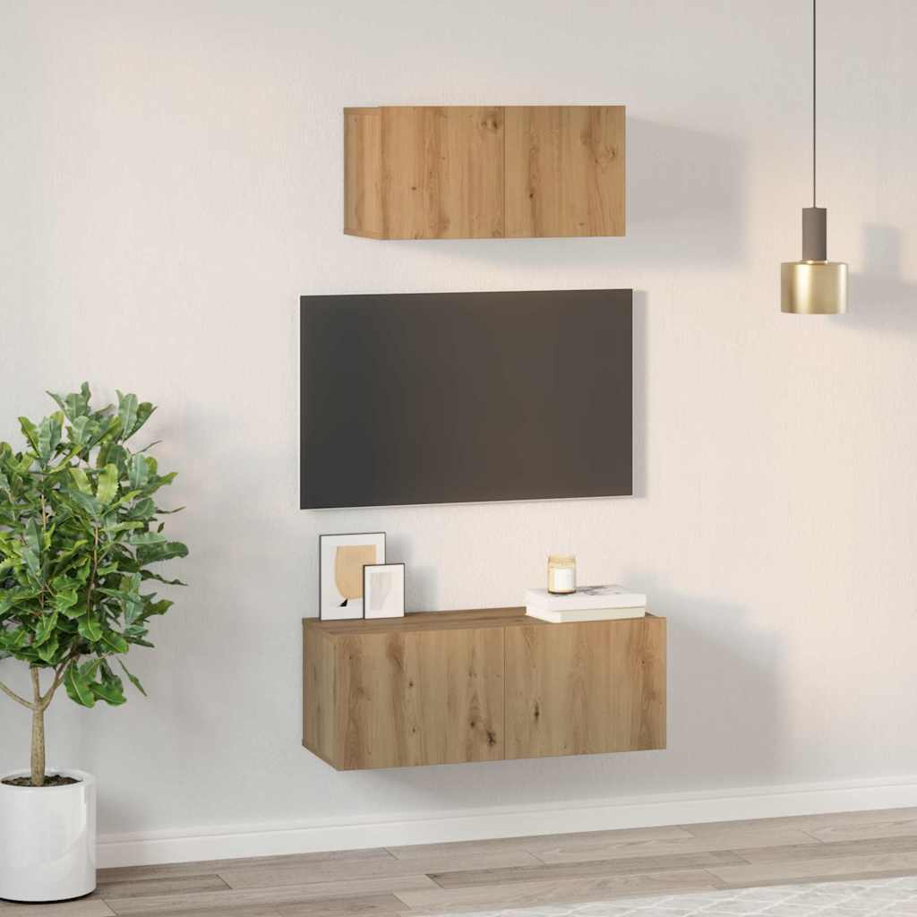 Set TV komoda Zidne 2 pcs Umjetnički hrast Konstruirano drvo