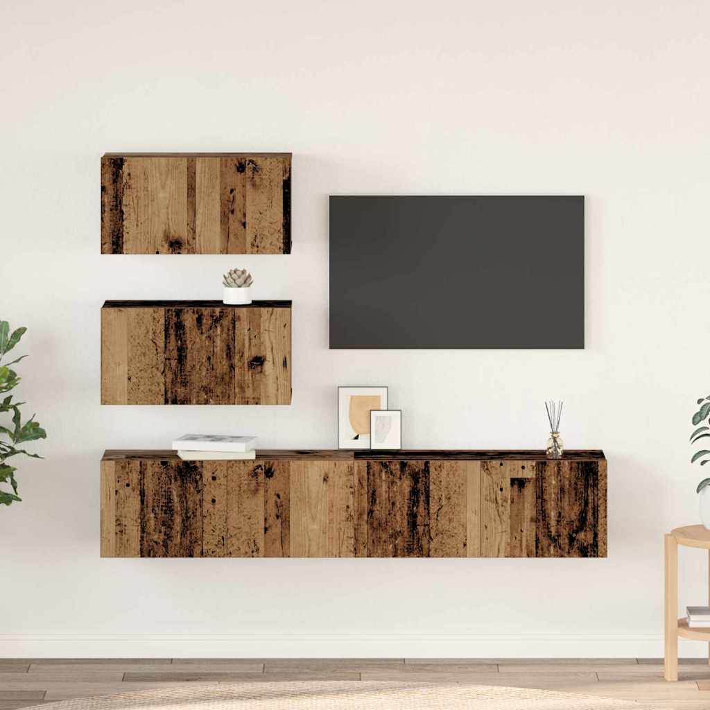Set TV komoda Zidne 4 pcs Staro drvo Konstruirano drvo