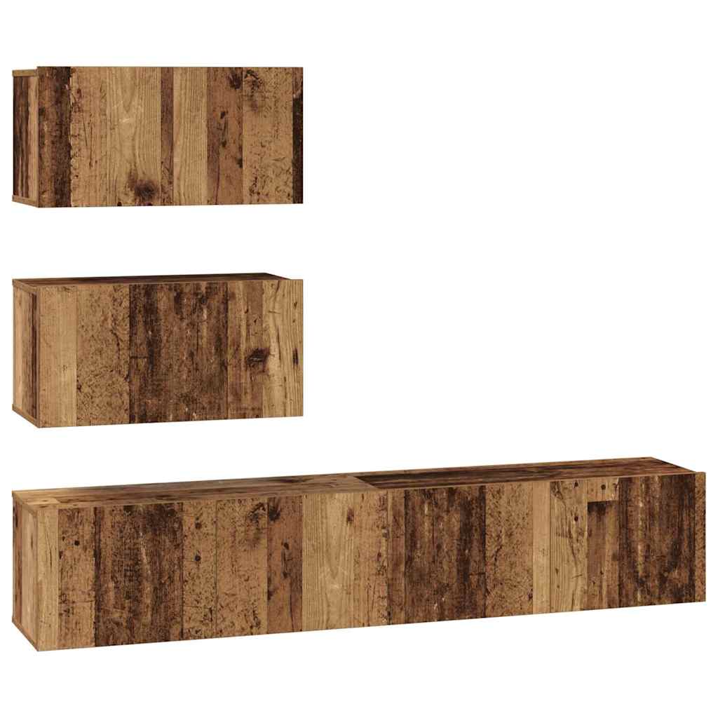 Set TV komoda Zidne 4 pcs Staro drvo Konstruirano drvo