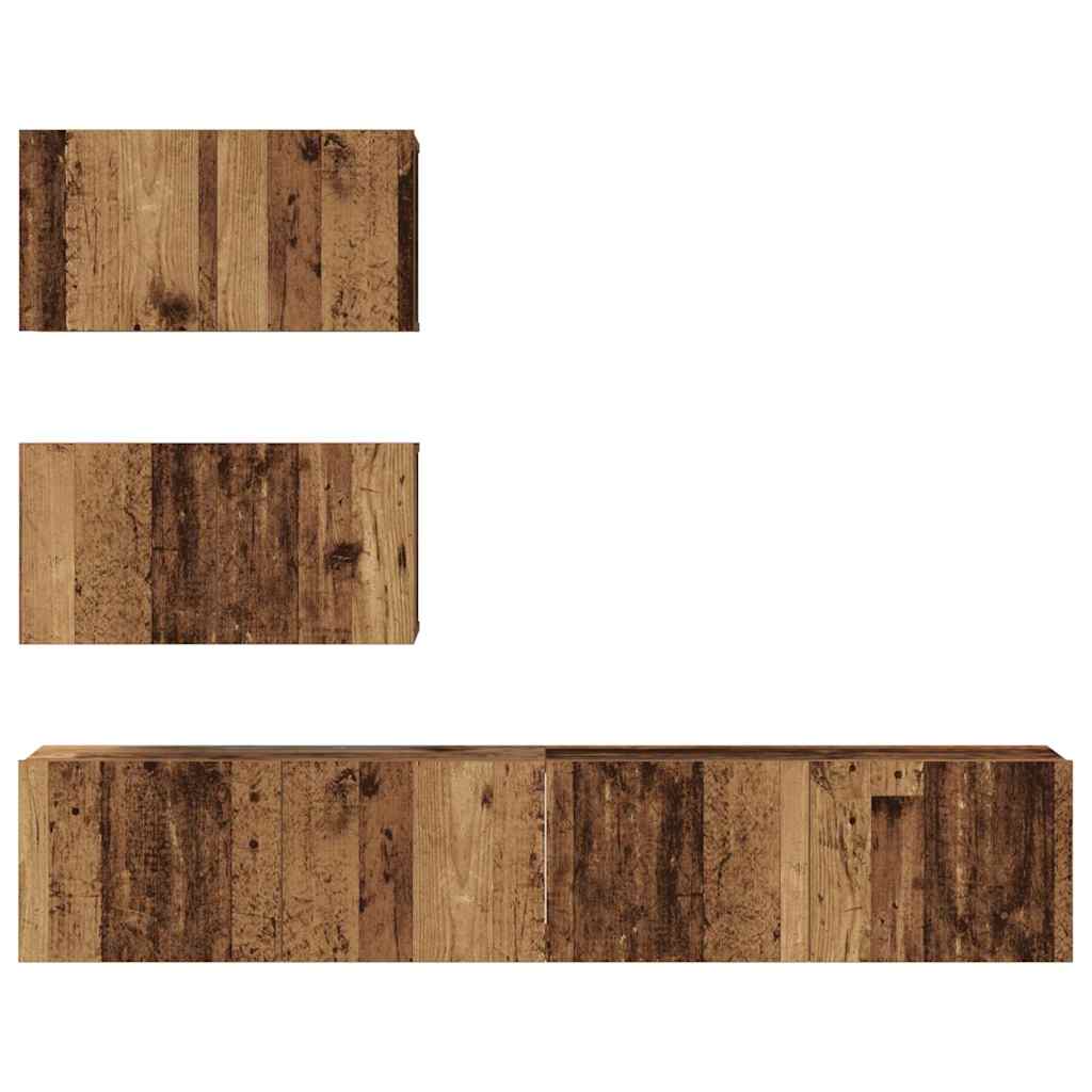 Set TV komoda Zidne 4 pcs Staro drvo Konstruirano drvo