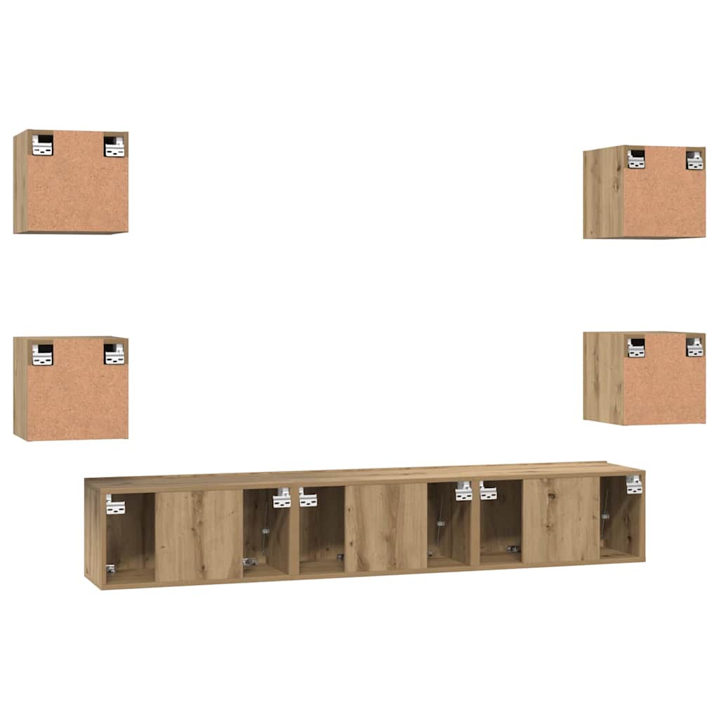 Set TV komoda Zidne 7 pcs Umjetnički hrast Konstruirano drvo