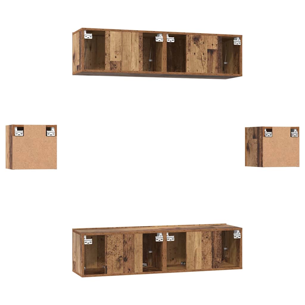 Set TV komoda Zidne 6 pcs Staro drvo Konstruirano drvo