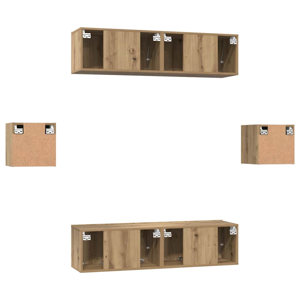 Set TV komoda Zidne 6 pcs Umjetnički hrast Konstruirano drvo