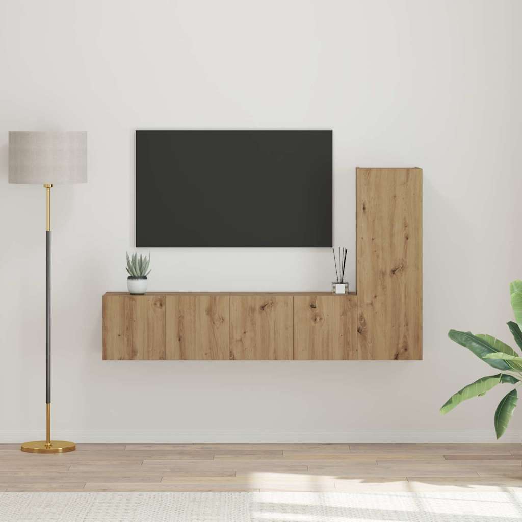 Set TV komoda Zidne 3 pcs Umjetnički hrast Konstruirano drvo