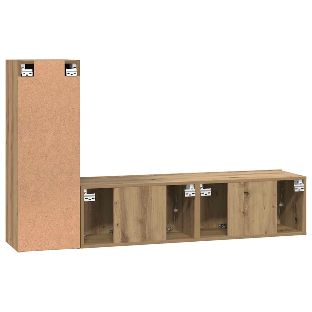Set TV komoda Zidne 3 pcs Umjetnički hrast Konstruirano drvo