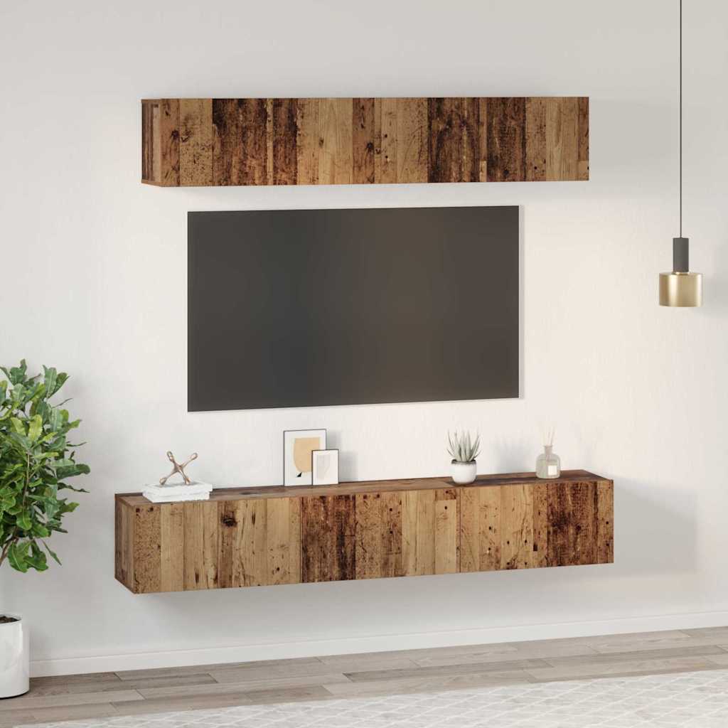 Set TV komoda Zidne 5 pcs Staro drvo Konstruirano drvo