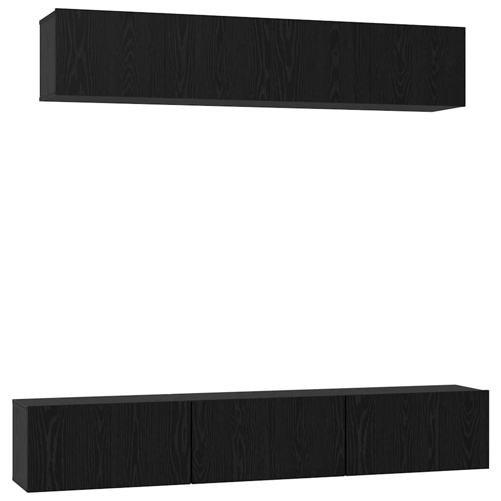 Set TV komoda Zidne 5 pcs Crni hrast Konstruirano drvo