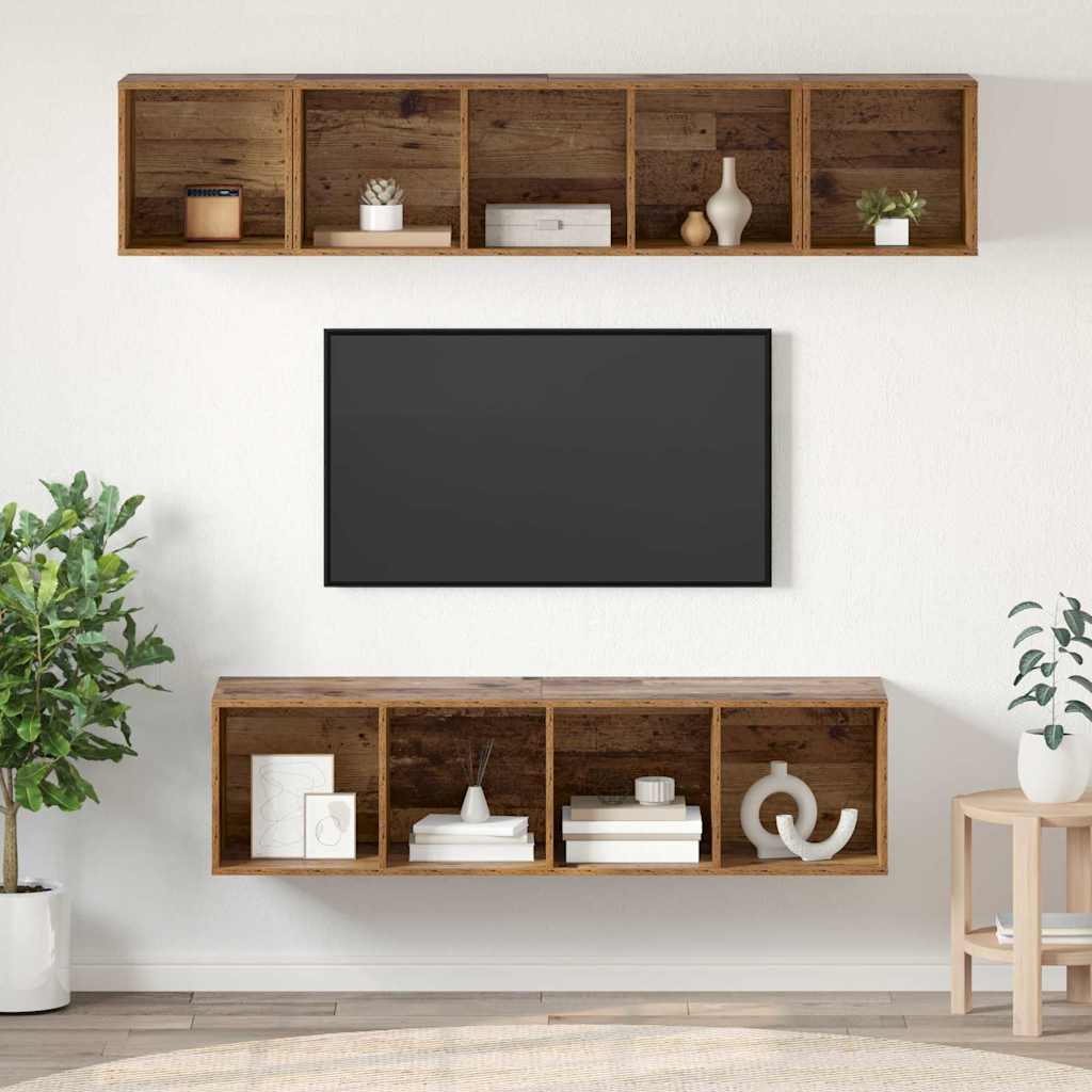 Set TV komoda Zidne 4 pcs Staro drvo Konstruirano drvo