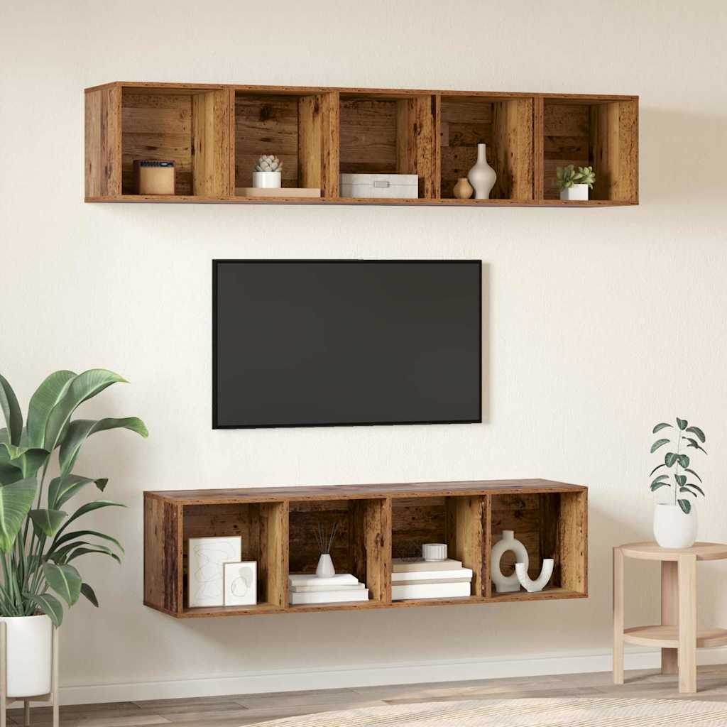 Set TV komoda Zidne 4 pcs Staro drvo Konstruirano drvo