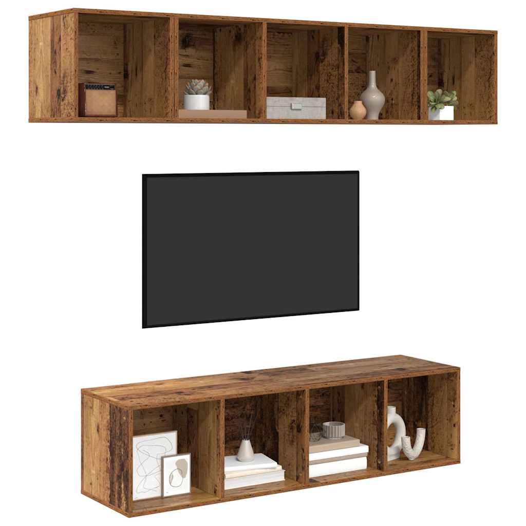 Set TV komoda Zidne 4 pcs Staro drvo Konstruirano drvo