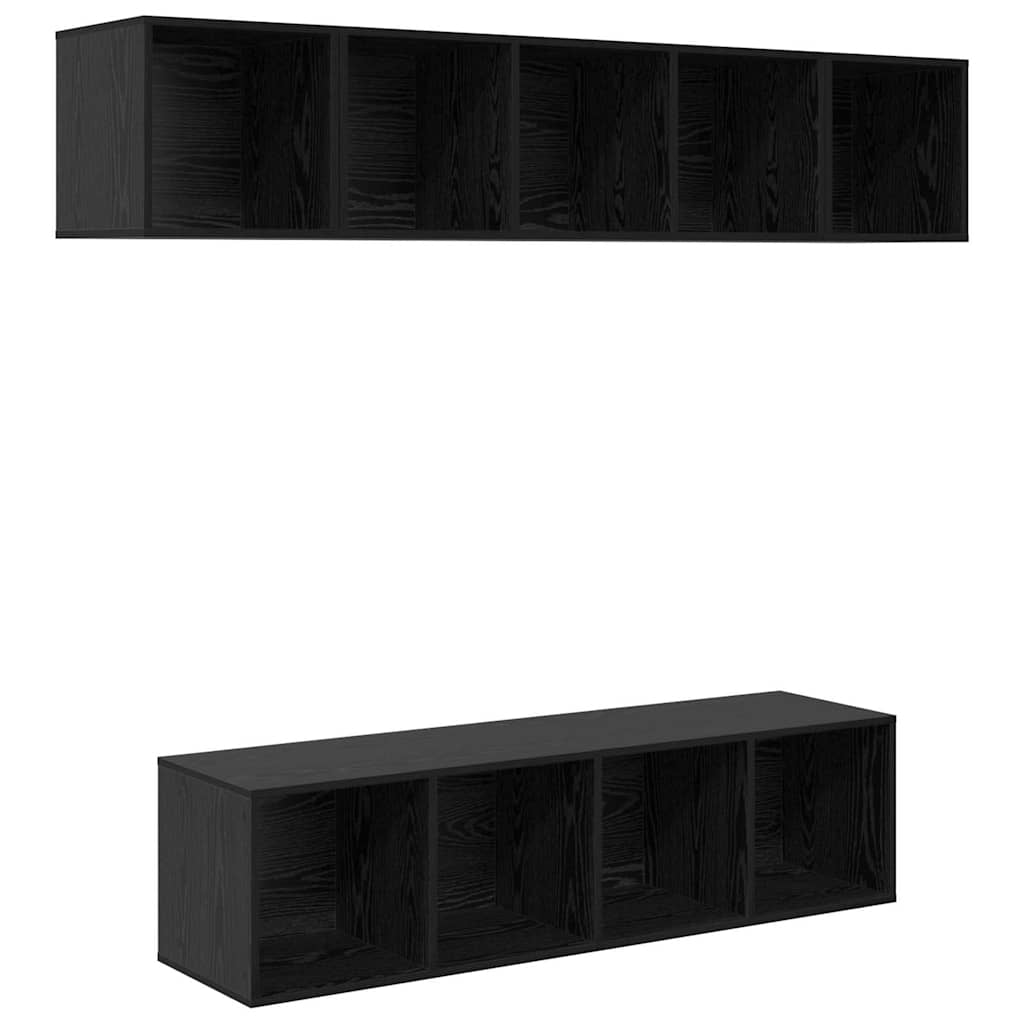 Set TV komoda Zidne 4 pcs Crni hrast Konstruirano drvo