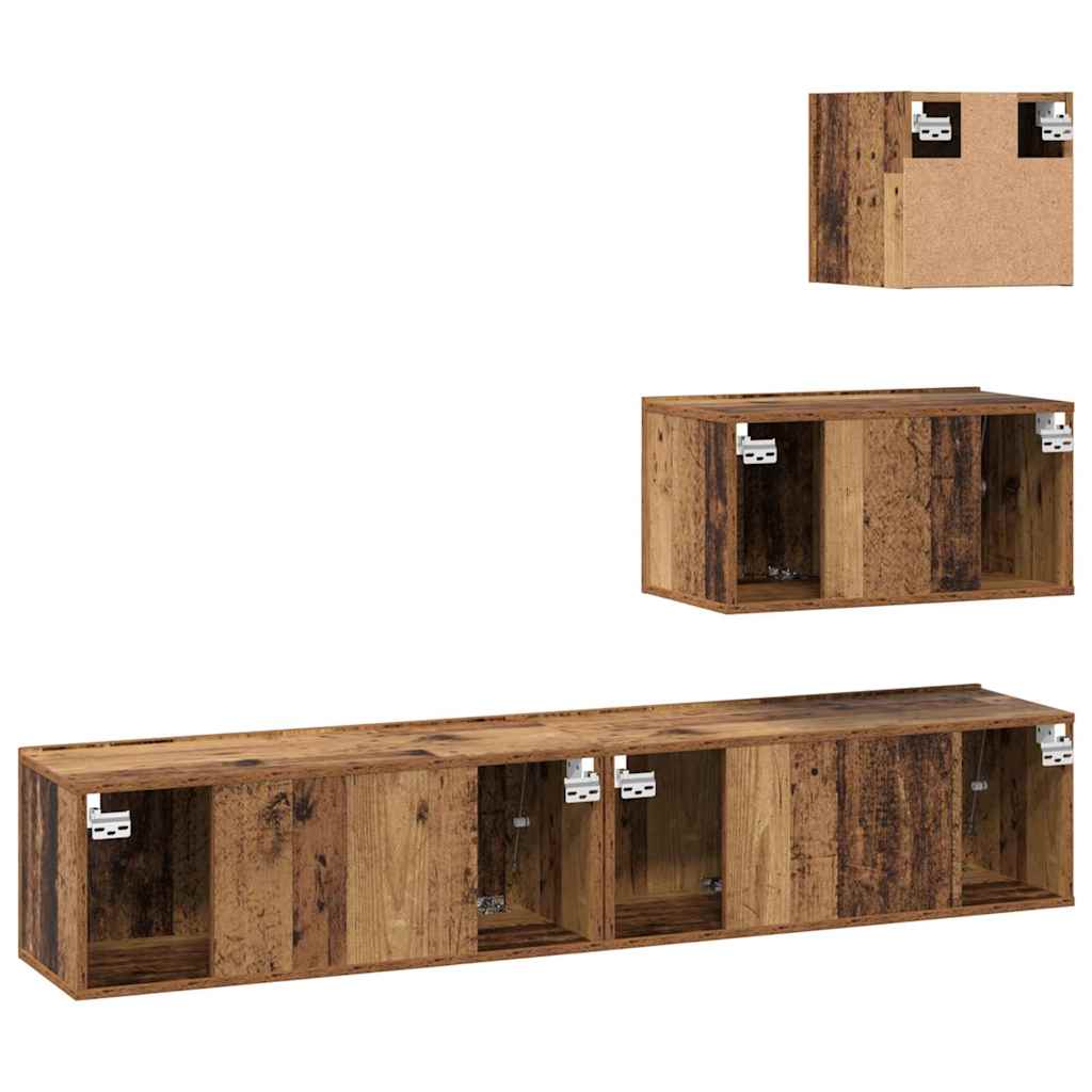 Set TV komoda Zidne 4 pcs Staro drvo Konstruirano drvo