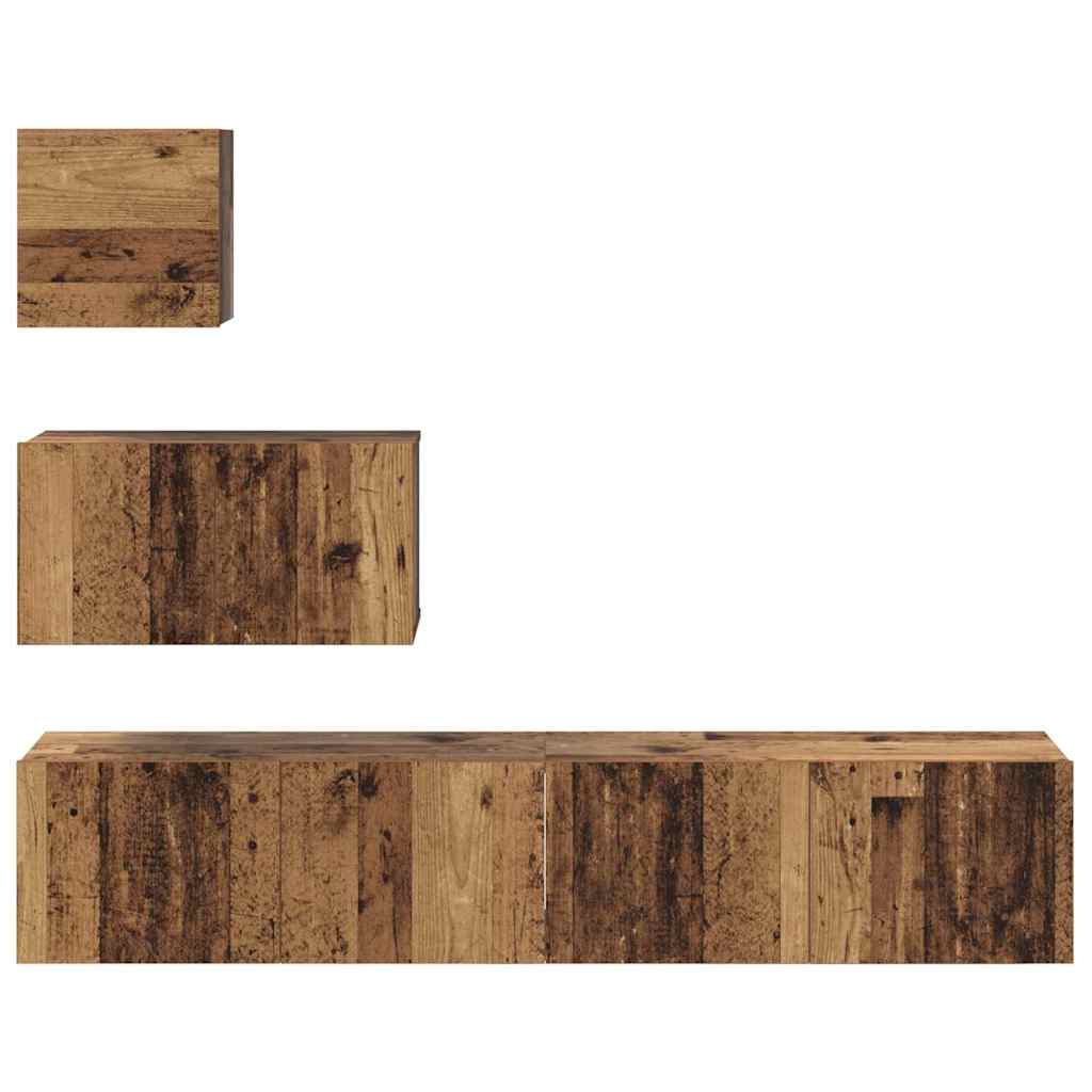Set TV komoda Zidne 4 pcs Staro drvo Konstruirano drvo