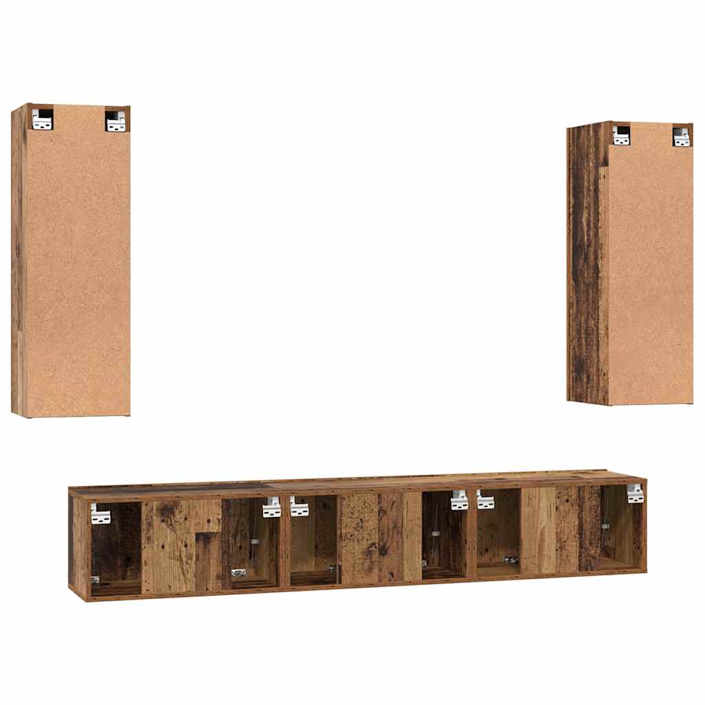 Set TV komoda Zidne 5 pcs Staro drvo Konstruirano drvo