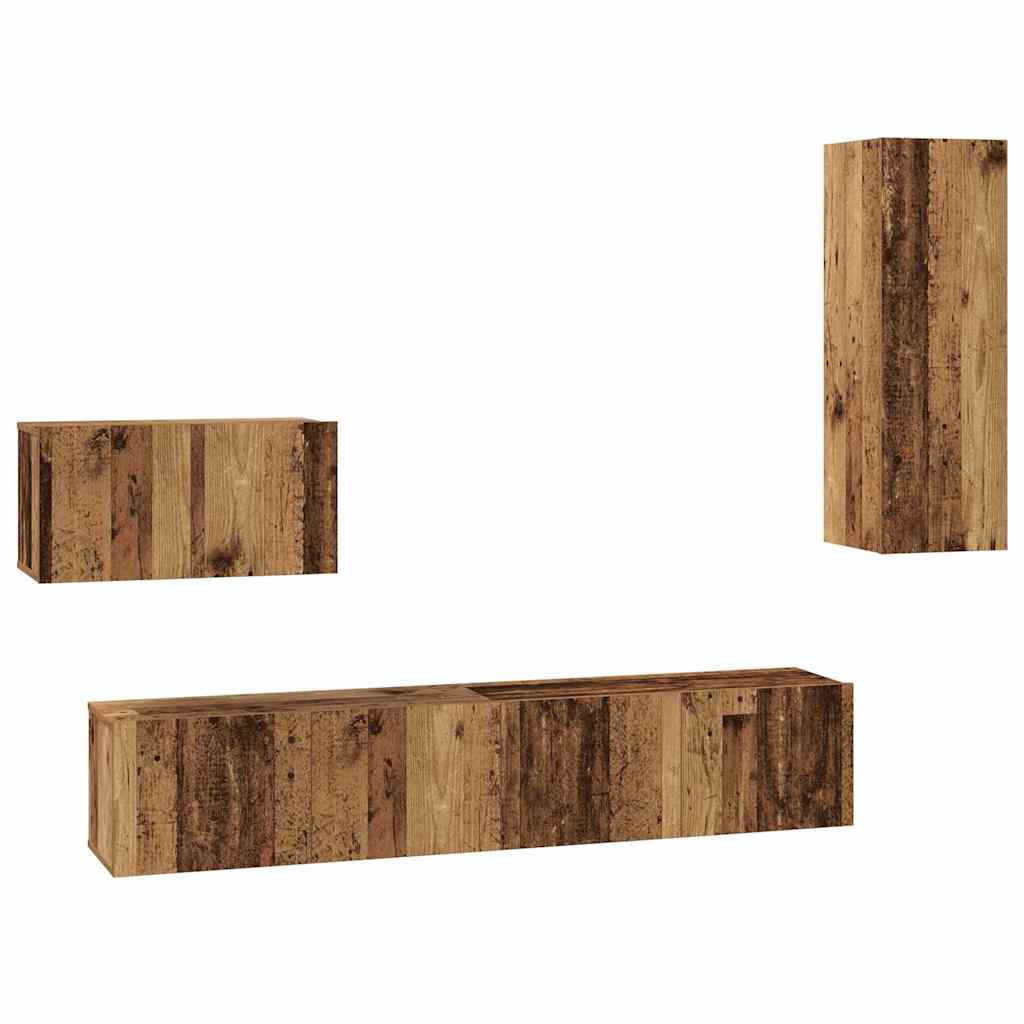 TV Kabinet za Zid Zidne 4 pcs Staro drvo Konstruirano drvo