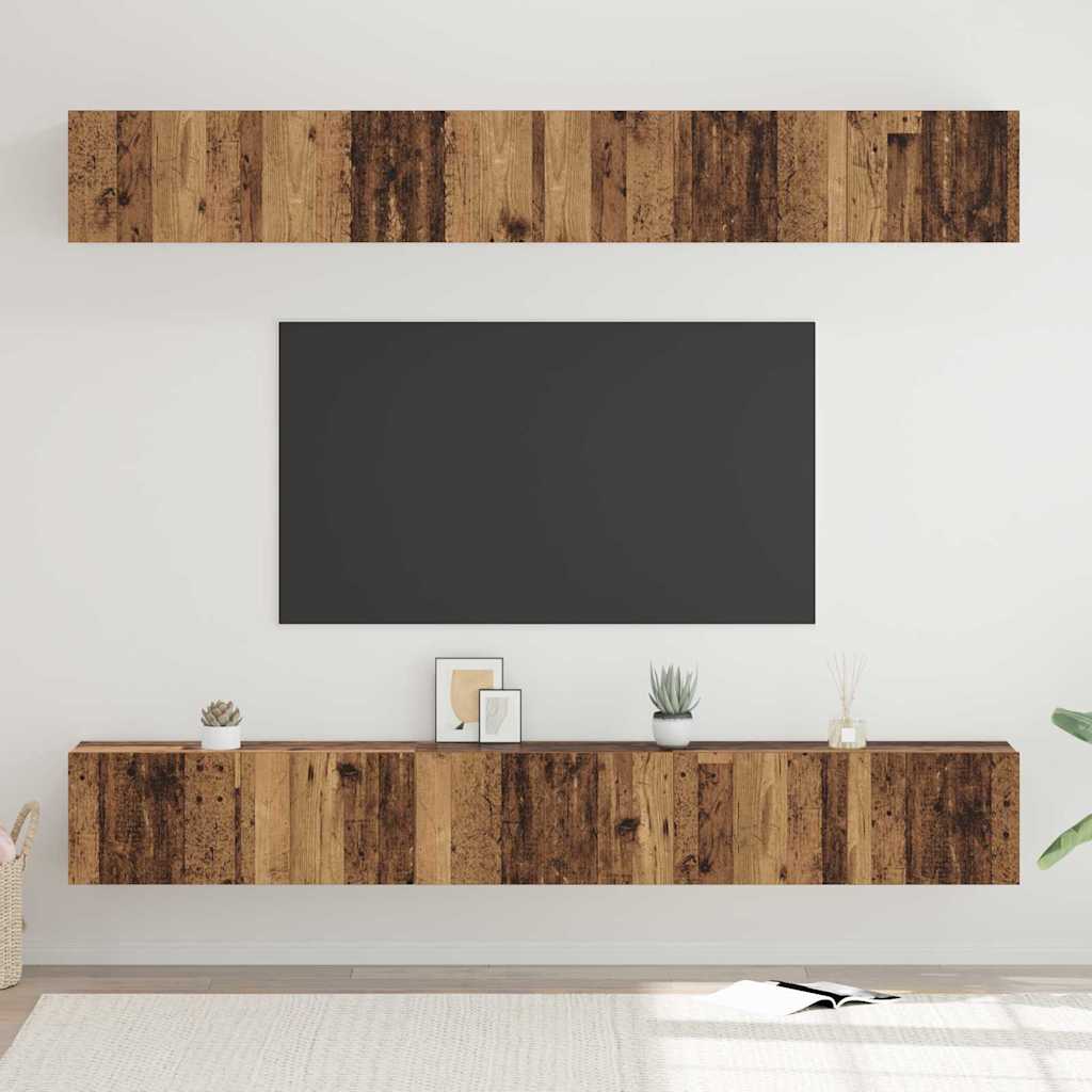 Set TV komoda Zidne 6 pcs Staro drvo Konstruirano drvo