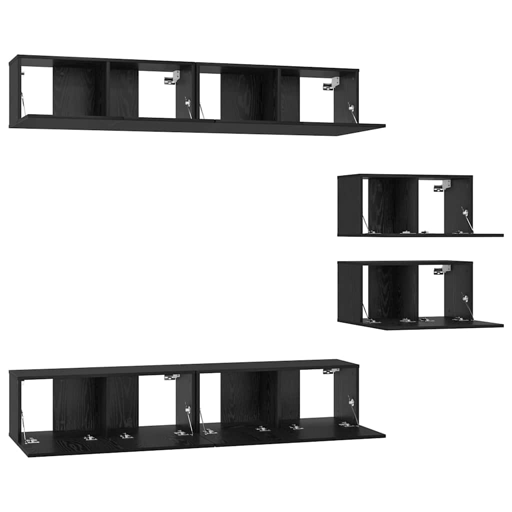 Set TV komoda Zidne 6 pcs Crni hrast Konstruirano drvo
