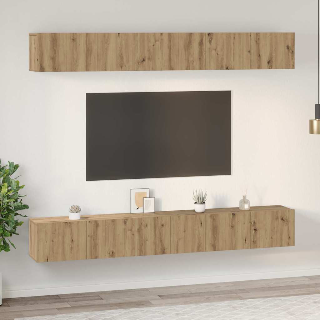Set TV komoda Zidne 6 pcs Umjetnički hrast Konstruirano drvo