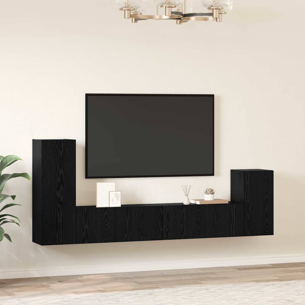 TV Kabinet za Zid Zidne 3 pcs Crni hrast Konstruirano drvo