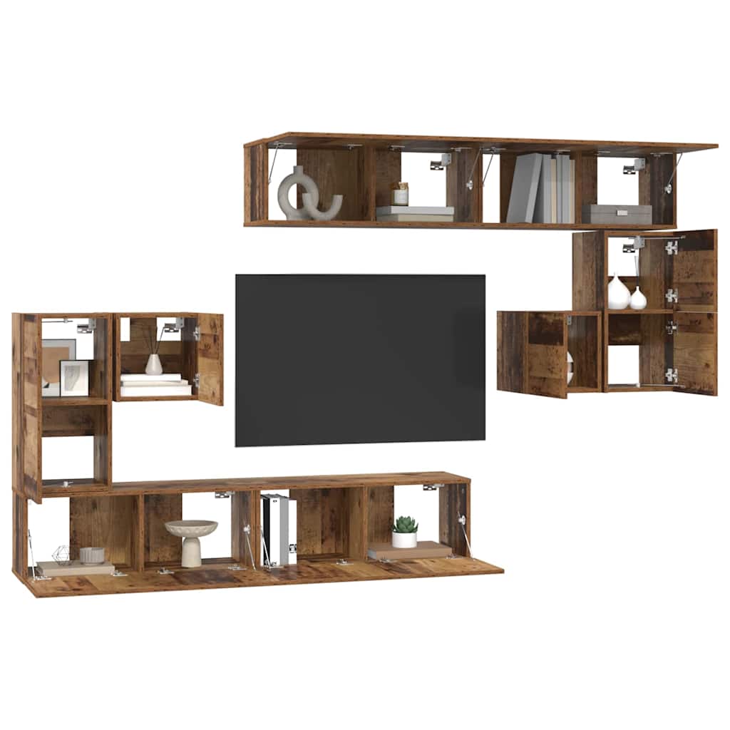 TV Jedinice Zidne 4 pcs Staro drvo Konstruirano drvo