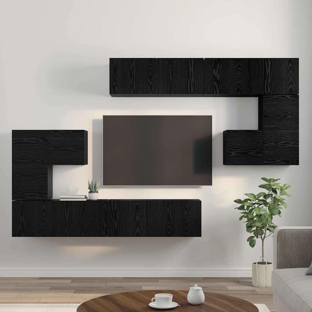 TV Jedinice Zidne 4 pcs Crni hrast Konstruirano drvo