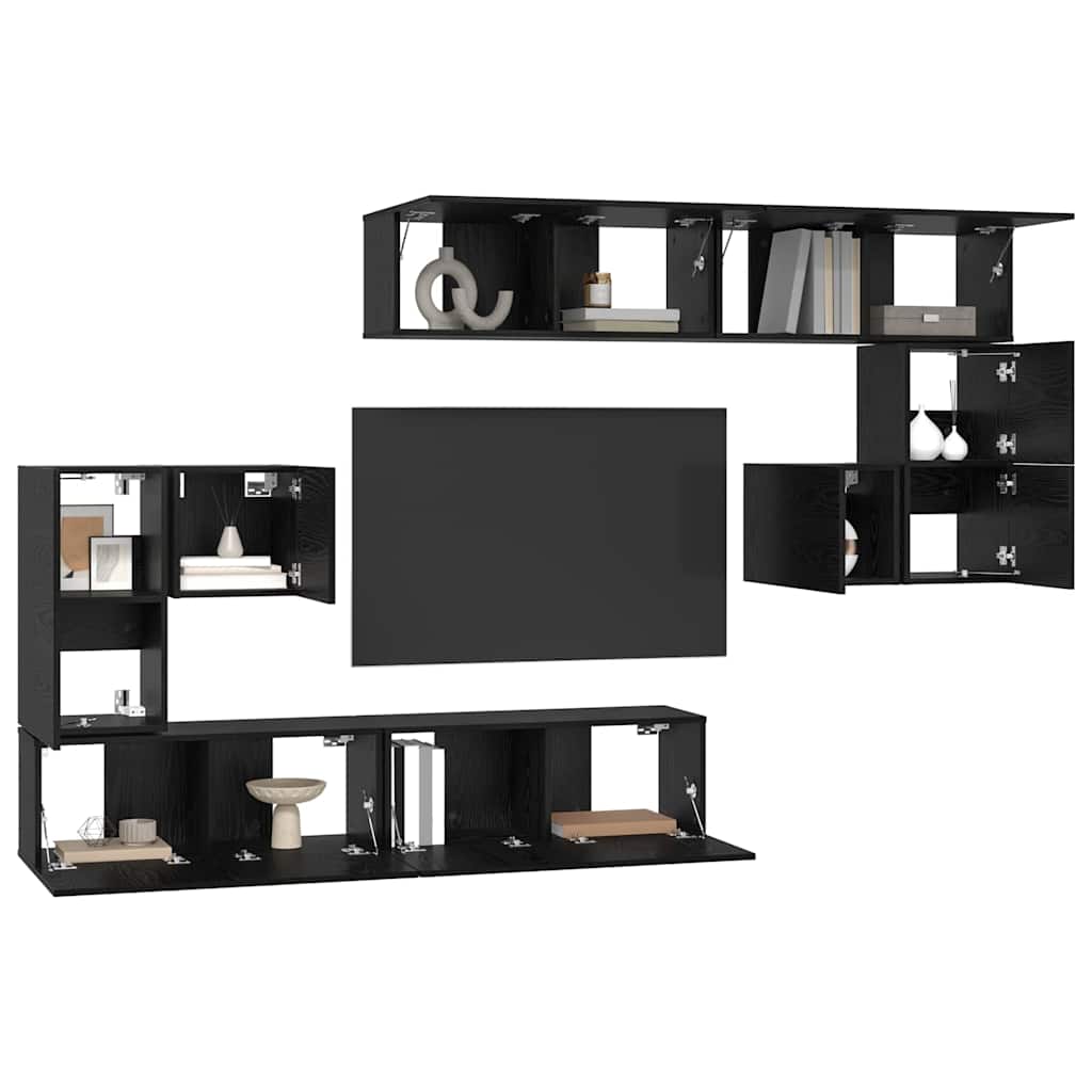 TV Jedinice Zidne 4 pcs Crni hrast Konstruirano drvo