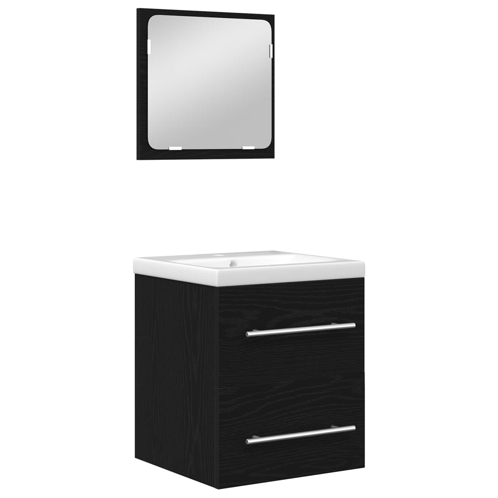 Set namještaja za kupaonicu 2 pcs Crni hrast Konstruirano drvo