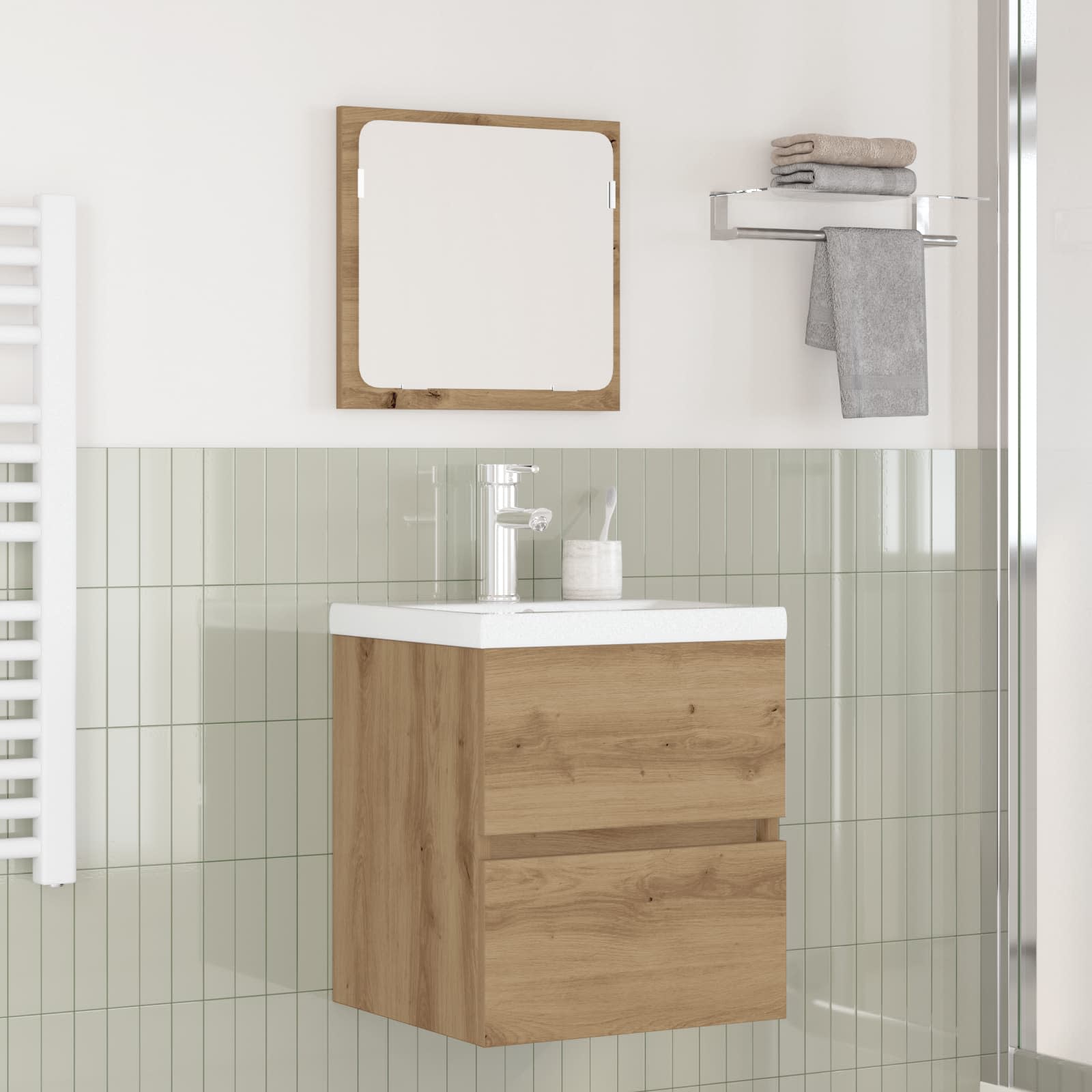 Set namještaja za kupaonicu 2 pcs Umjetnički hrast i bijela