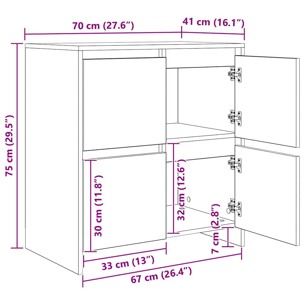 Komode 2 pcs Staro drvo 70 x 41 x 75 cm Konstruirano drvo