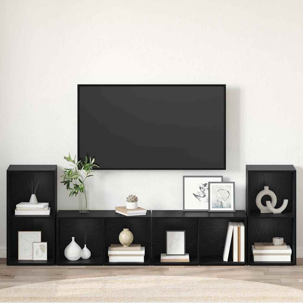 Set TV komoda Zidne 4 pcs Crni hrast 37 x 37 x 72 cm