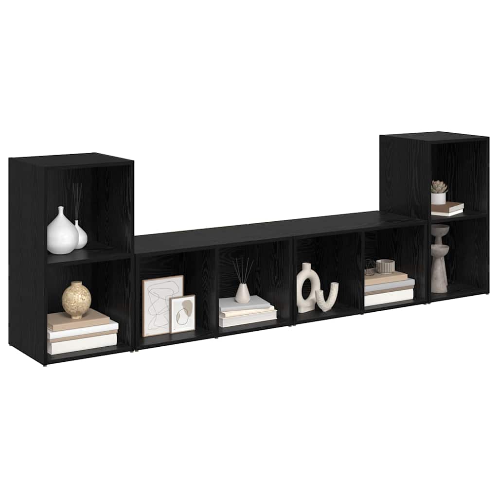 Set TV komoda Zidne 4 pcs Crni hrast 37 x 37 x 72 cm