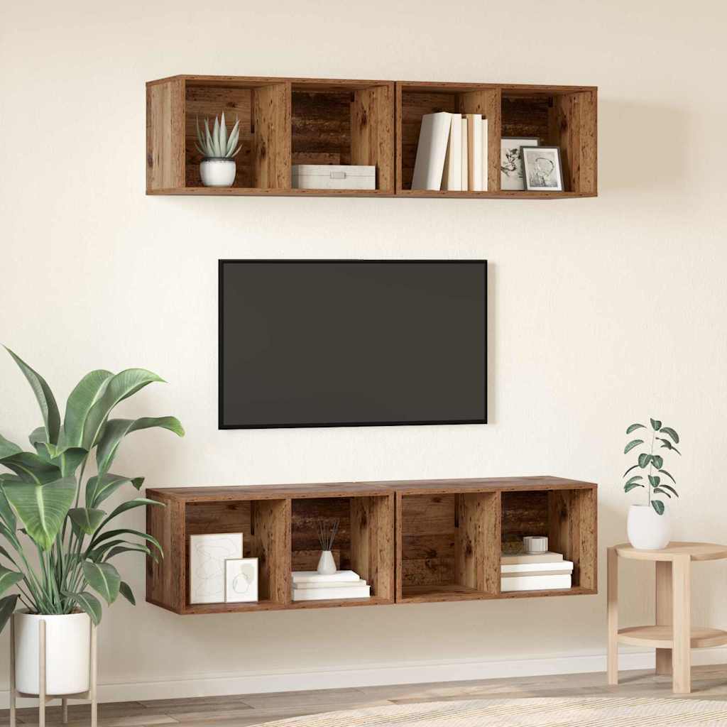 Set TV komoda Zidne 4 pcs Staro drvo 37 x 37 x 72 cm